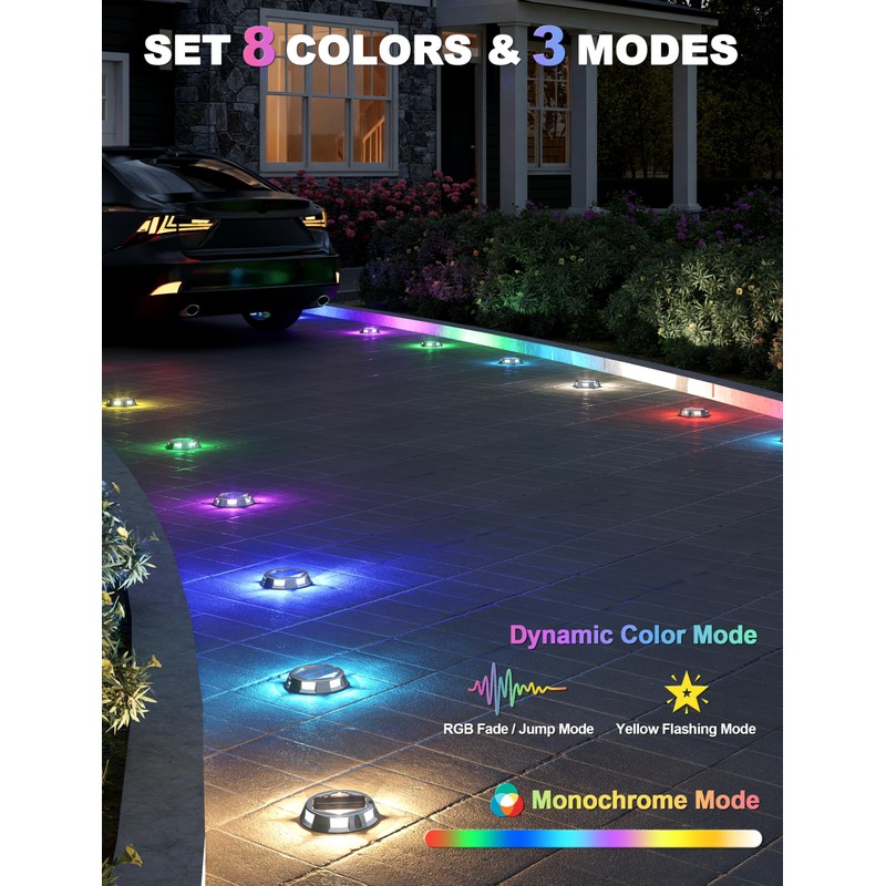 VOLISUN Solar Driveway Dock Deck Markers Marine Lights 12 Pack,9