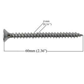 Box of 250pcs Wood Screws Zinc Plated M4 Long 2.5 inch (0.16" x 2.36") 4.0 x 60mm