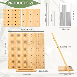 Cynailli 15.4" Foldable Crochet Blocking Board with Pins, Granny Square Blocking Board for Crochet Projects, Crochet Peg Blocking Board with 20 Pcs Pins, Wooden Blocking Boards for Crochet Projects