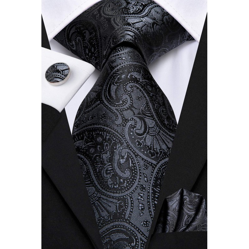 Hi-Tie Men's 63 Inches Extra Long Tie and Silk Pocket