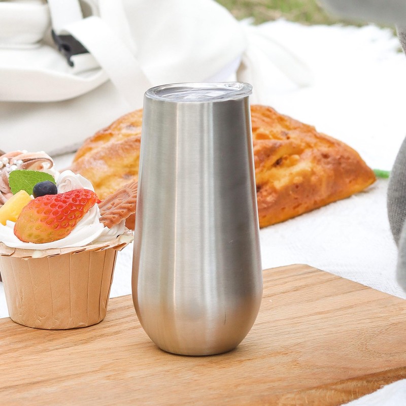 Sivaphe 2 Pack Insulated Stemless Champagne Flutes Dishwasher Support, 6