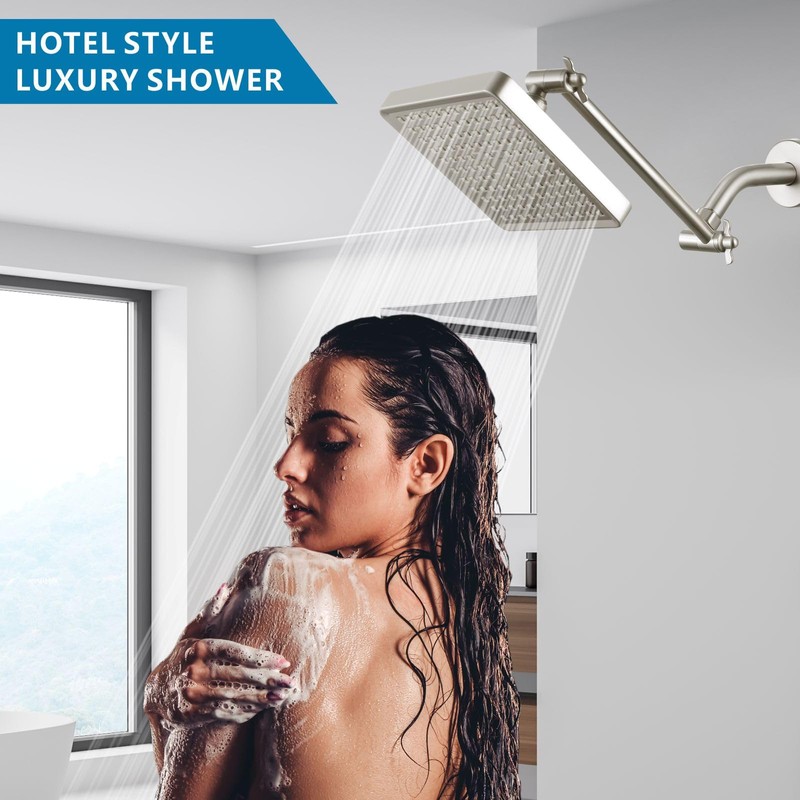 Nuodan High Pressure Rain Shower Head with 11'' Extension Arm