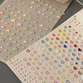 Kiraday mini heart star nail sticker 2-piece set, 1 piece, heart star / 키라데이 미니 하트 별 네일스티커 2종세트, 1개, 하트별