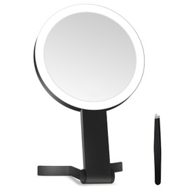 Lighted Makeup Mirror, 30X Magnifying Mirror with Light, Hanging and Handheld Mirror with Handle,Black
