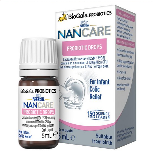 Nestle BioGaia NanCare Probiotic Drops for Infant Colic Relief 5mL