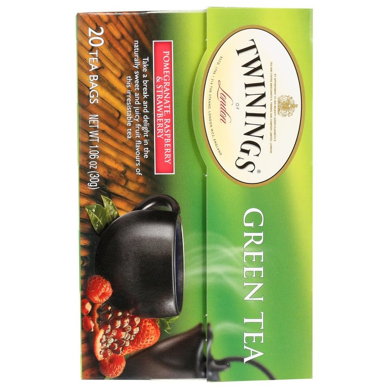 Twinings Green, Pomegranate, Raspberry, and Strawberry Bagged Tea, 80 Count