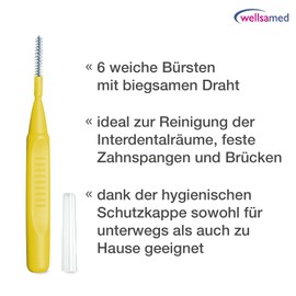 wellsamed Travelbrush Pack of 6 Interdental Brushes, ISO 4: 0.7 mm, Brush Size: 3.3 mm/X-Fine for Effective Cleaning of Interdental Spaces