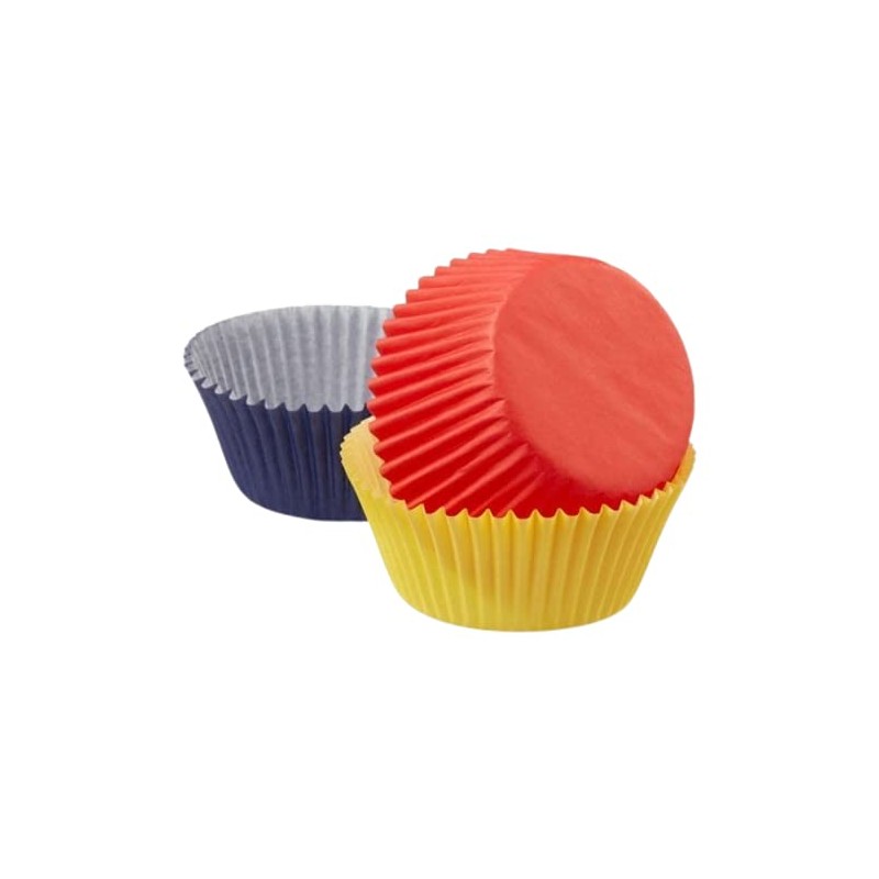 WILTON Baking Cups, Yellow, Red, Blue 2" Paper Cups, 415-987,