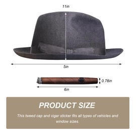 NYTKL Fedora and Cigar Window Decal, The Driving Crooner Decals Fedora Hat and Cigar Sticker, Waterproof Funny Car Stickers Creative Decoration for Automotive Side Window (B)