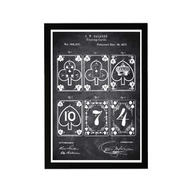 Wynwood Studio Entertainment and Hobbies Framed Wall Art Prints 'Improvement 1877 Chalkboard' Playing Cards Home Décor, 13" x 19", Black, White