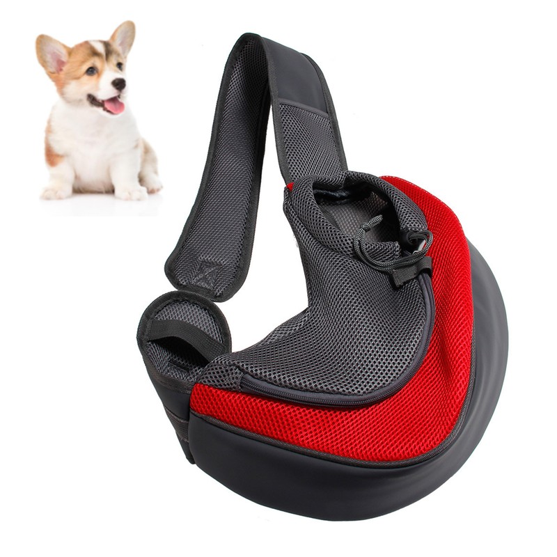 Pet Carrying Sling Breathable Large Zipper Opening Polyester Cat Puppy