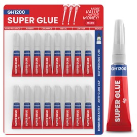 GH1200 - Super Glue for All Purpose - 4 Gram x 16 PCs Super Fast, Thick & Strong Adhesive Superglue - Cyanoacrylate Glue for Hard Plastics, DIY Craft, Ceramics, Frame, Leather, Metal Etc