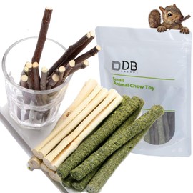 Dbeans Flourithing 3 Types of Combined Chew Toys Molar Sticks Sweet Bamboo Apple Branch Timothy Grass for Pets Chinchilla Squirrel Gerbil Hamster Squirrel Guinea Pigs (150g)