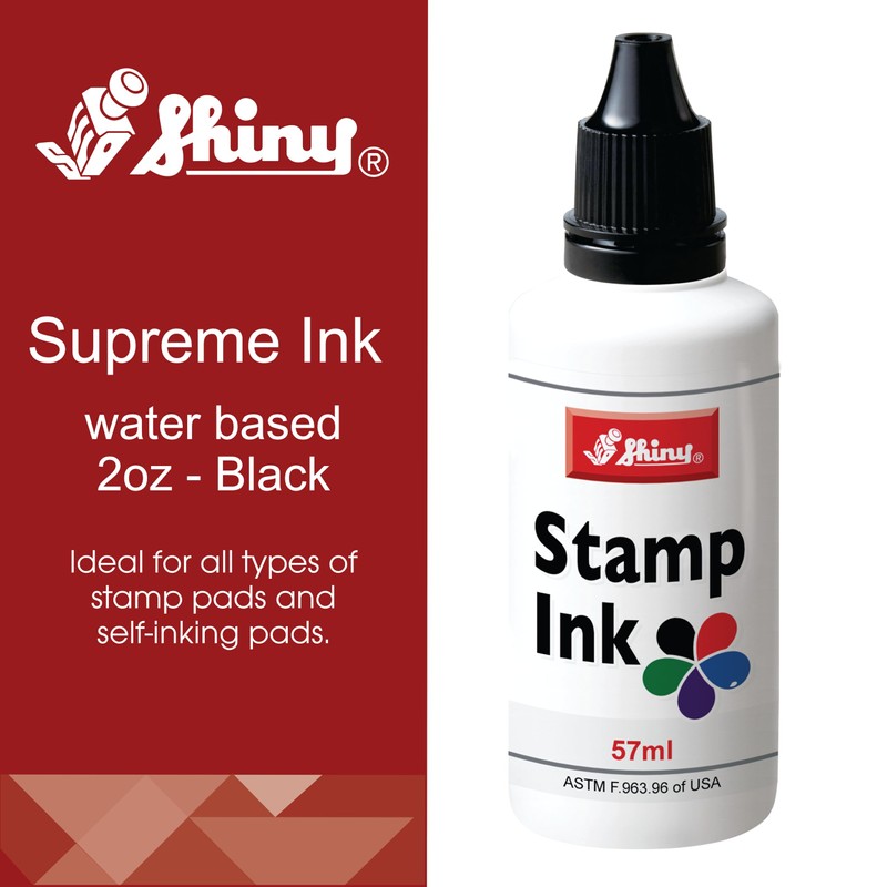 Shiny SHI-40600 Self-Inking Stamp Refill Ink by 2oz, Black Ink