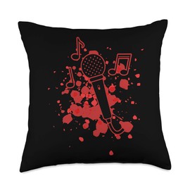 Singer Music Karaoke Bar Singing Microphone Notes Party Gift Throw Pillow