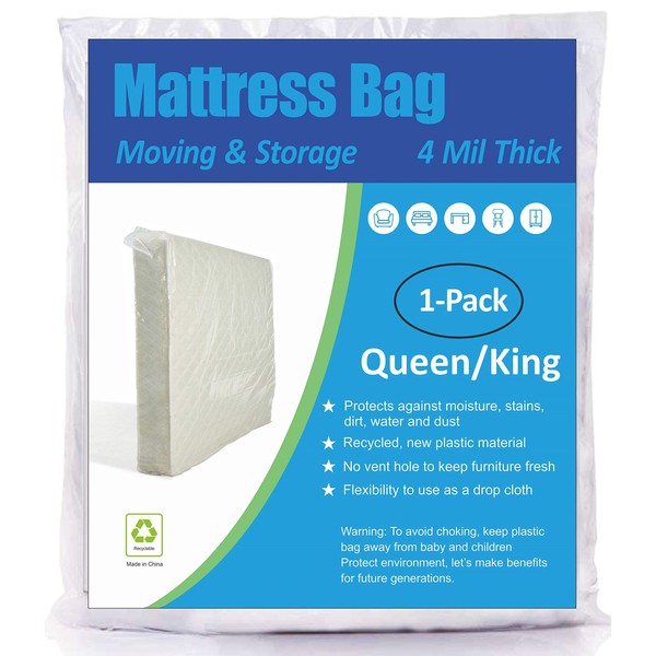 ComfortHome Mattress Bag for Moving and Storage, 4 Mil Extra