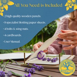 Berstuk Wooden Flower Press for Adults and Teens - Includes Expert Video Tutorials - Large Flower Press Kit 10.8" x 6.9" - Gift-Ready Packaging Ideal for Arts and Crafts Lovers