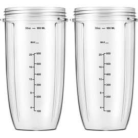 Replacement Parts 32oz Blender Cups (2 Packs) Replacement Blender Cups Compatible with NutriBullet 600w and 900w Blender
