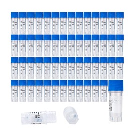 CryoKING 0.5ml Cyogenic Vials, Cryogenic Vials with External Thread Blue Caps, Sterile Vial with Self-Standing Bottom, No Bottom Code, with Side Barcode, Case of 1000