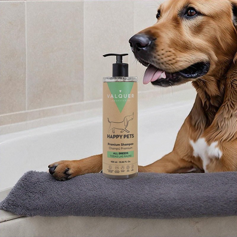 Valquer Premium-Hundeshampoo mit weißem oder hellem Fell, mit Panthenol und
