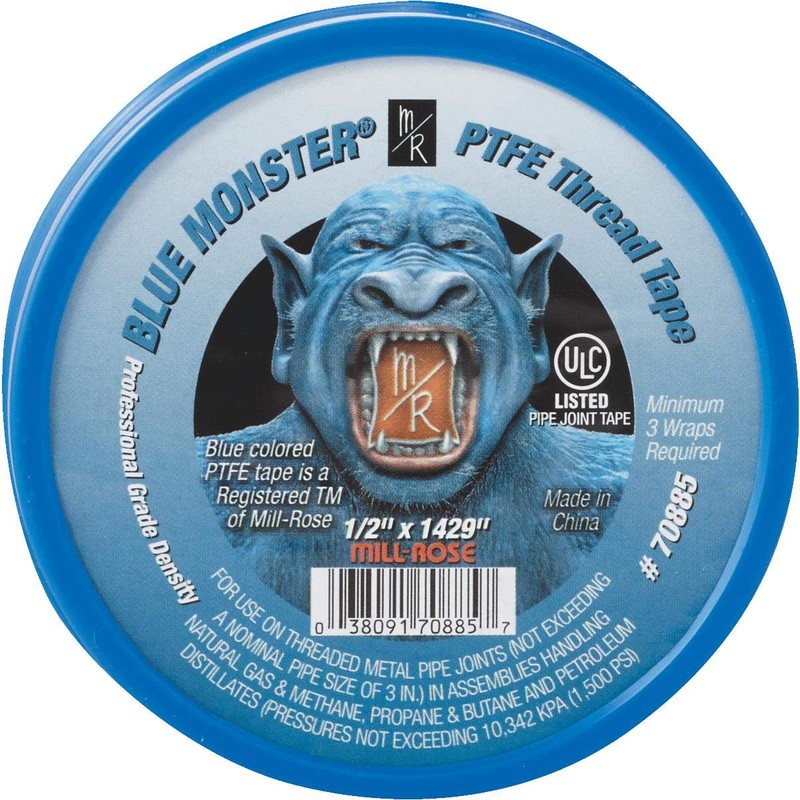 Mill-Rose 70885 Blue Monster PTFE Pipe Thread Sealant Tape, 1/2-Inch