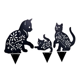 3PCS Metal Cat Decorative Garden Stakes Cat Silhouette Garden Decoration for Outdoor Lawn Ornaments Yard Sign