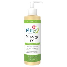 PURA 1st Wellness Professional Herbal Massage Oil, 8oz, Hypoallergenic Formula for Muscle Relief, Professional Deep Tissue Therapy, Massage Oil, Unscented, for Physical Therapy and Muscle Recovery