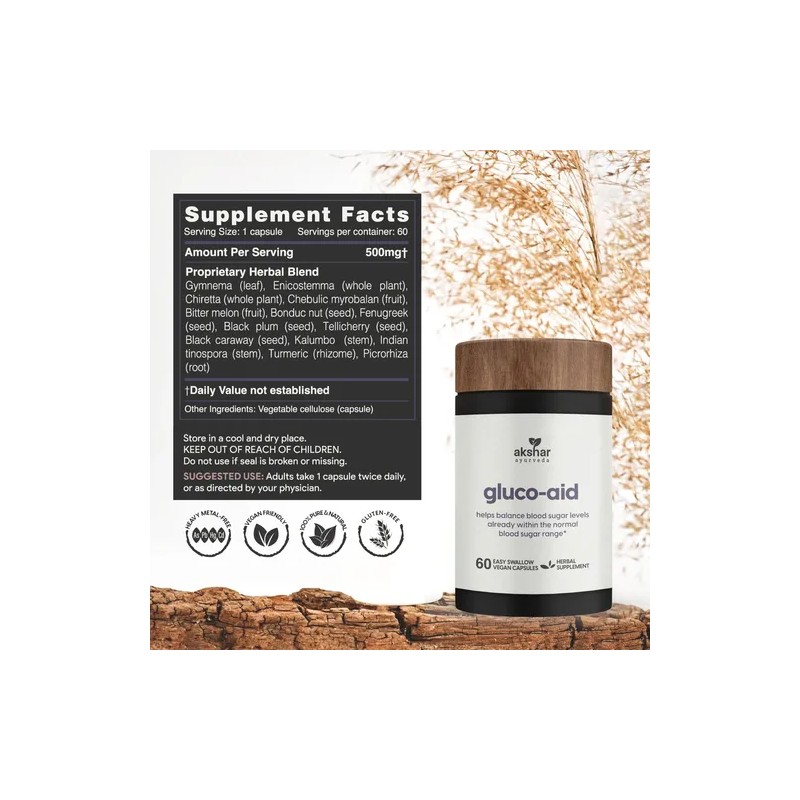 Akshar Ayurveda Gluco Support 60 Cápsulas