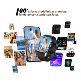 Smartwatch Hombre Mujer Llamada Bluetooth Smart Watch Notificación de Mensajes Reloj Inteligente Ios/android Smartwatches Deportivo Salud Iowodo BVR50 negro