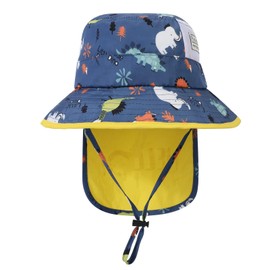 Baby Sun Hat Toddler Summer Bucket Hat Wide Brim Beach Cap with Chin Strap UPF50 Animal Flap Cap for Kids Child Boys Girls 12-24 Months