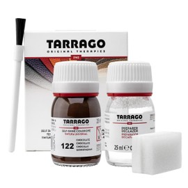 Tarrago Leather Dye Kit with Deglazer and Applicator - Restore & Recolor Shoes, Boots, Purses, Wallets, Jackets, and Furniture - Rich Pigment - 25mL - Chocolate Brown #122