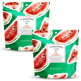 Tamalitoz Divine Watermelon – Spicy Watermelon Mexican Hard Candy Filled with Chile, Lime & Sea Salt Center, Handcrafted Fruit Candy, Gluten-Free, Kosher, No Artificial Colors – 2 Bags (4oz Each)