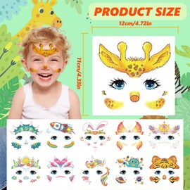 24 Sheets Face Tattoos for Kids,Temporary Tattoo Stickers for Childrens Face Painting, Make up Set Accessories, Birthday Party Bag Fillers Supplies Decorations