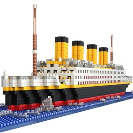 BIDIUTOY BIDIUTOY Titanic Ship Model Building Block Set, 3D Puzzle Sets DIY Educational Toys, Bricks Toy, with 1860Pcs Micro Mini Blocks, Ideal Gift for Kids and Adults