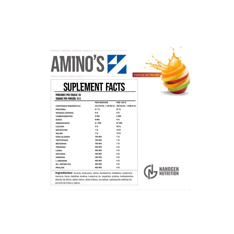 Kit Bcaas Aminoácidos Nanogen Nutrition 500g Recuperador