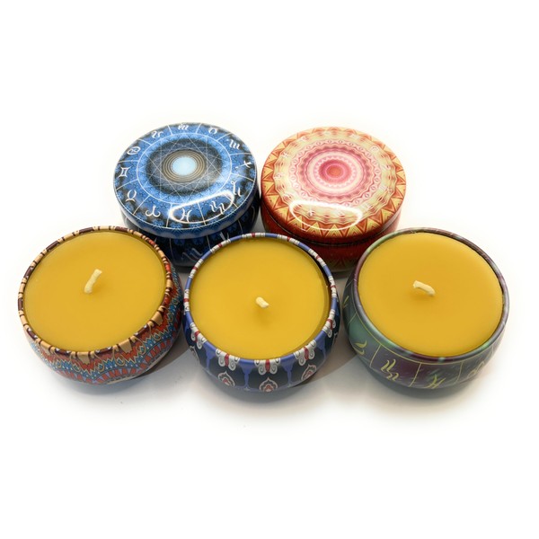 Allnations Candle Co. 100% Organic Raw Beeswax Decorative Tin Candle.