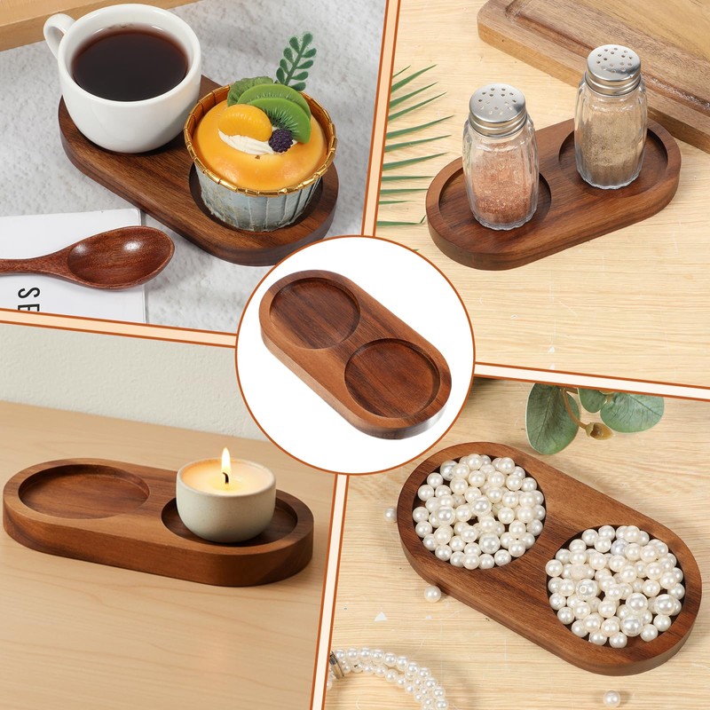 JJUNW Salt and Pepper Grinder Mill Tray, Acacia Wood Tray,