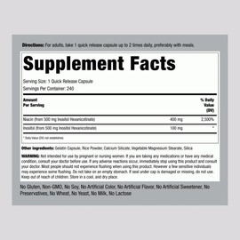 Piping Rock Niacin 500mg | Flush Free | 240 Capsules | Vitamin B3 Supplement | Non-GMO, Gluten Free