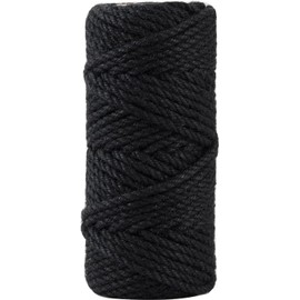 Cordel de yute natural negro de 5 mm de 100 pies, para regalo de manualidades, proyectos de manualidades, envoltura, empaquetado, embalaje de día festivo, jardinería y más, cuerda de yute para usar alrededor de la casa y el jardín