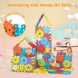 DEKILEA Building Toys, 234 Pieces Upgrade Gear Building Blocks Set Kids Tool Set with Electric Drill, Construction Toys STEM Kits for Kids Age 3+