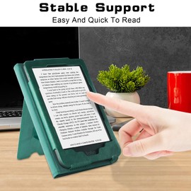 DINGGUAGUA Case Compatible with Tolino Shine Color/Shine 5 (2024)/Shine 4(2022) & Kobo Clara Colour/Clara BW (2024)/Clara 2E (2022) E-Reader, Protective Case with Stand with Hand Strap, Green