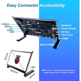 8 Inch Touchscreen for Raspberry Pi,5-Point 1280 * 800 IPS Touchscreen Portable Monitor with HDMI Interface Dual-Speaker for Raspberry Pi 5/4B/3B+/3B/B+ Jetson Nano Win11/10/8/7(8'' 1280*800)