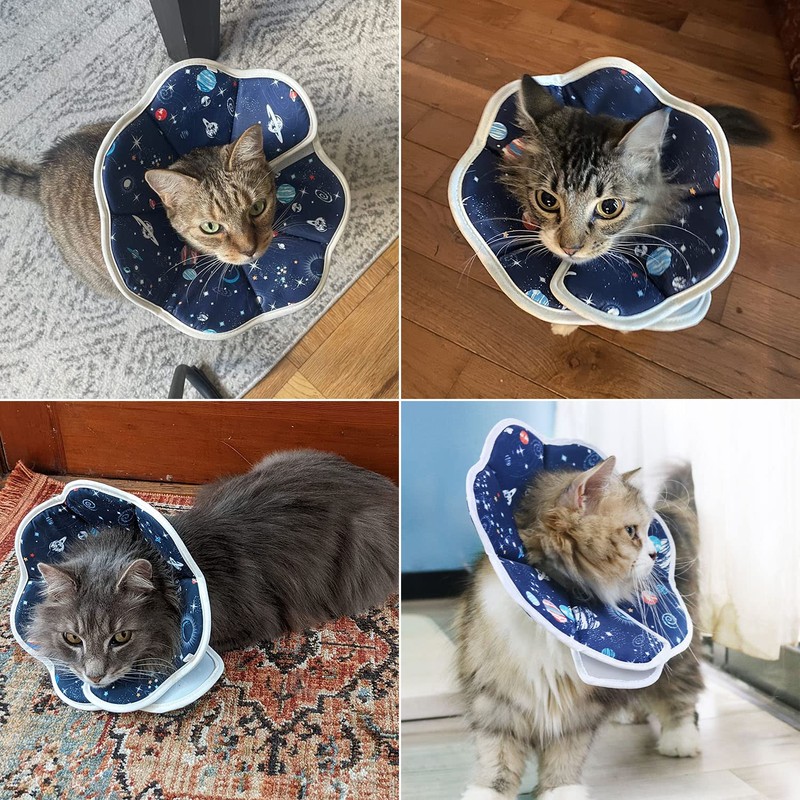 QIYADIN Soft Cat Cone, Adjustable Recovery Collar After Surgery to