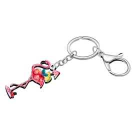 LONYOO Acrylic Pink Flamingo Keychain Tropical Bird Accessories Inspirational Flamingo Gifts for Women Girls Bag Purse Charms (Multicolor)