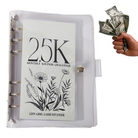 12-Month Money Savings Challenges Book with Envelopes,Envelope Savings Binder Challenge Book,Reusable 2.5K/5K/10K Dollars Money Budget Binder for Cash Saving(2.5K/1pcs)