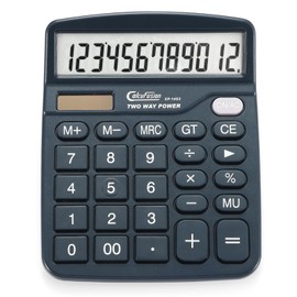 calcufusion CALCUFUSION 12 Digits Desk Calculator with Large Display LCD and Sensitive Big Buttons Dual Power Solar Calculator with Battery Standard Functions Basic Calculators for Offices Home Schools CF-1453