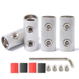 0 Guage Wire Splice Connectors 0 AWG Battery Cable Coupler Audio Wire Butt Connectors 4PCS with Adhesive Heat Shrink Tubing