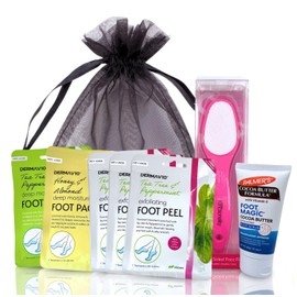 Deep Moisturising Foot Mask Pack and Exfoliating Foot Scrub with Foot File Bundle, Foot Peel, Foot Peel Mask, Foot Spa, Foot Magic Cocoa Butter, Foot Pack, Soothing Cracked Heels