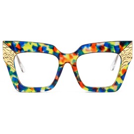 Zeelool Retro Oversized Square Blue Light Blocking Glasses ZJGA652634-02B Flower