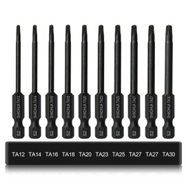 CYLBAQ Pack of 10 Triangle Screwdriver Bits 65 mm Hex Shank Triangle Head Screwdriver Bit 12/14/16/18/20/23/25/27/30 mm Magnetic Screw Bits, S2 Screwdriver Bit